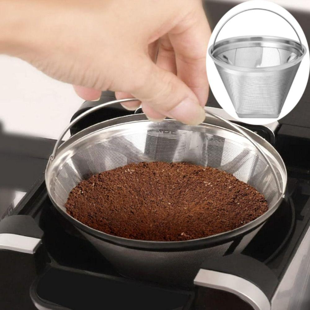 304 Stainless Steel Drip Coffee Machine Filter Fine Mesh with Foldable Handle Coffee Powder Basket Reusable Tea Strainer Cafe
