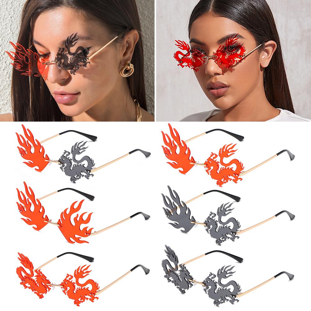Phoenix Shape Sunglasses for Women Rimless Sunglasses Tinted Frameless Eyewear Trendy Sun Glasses