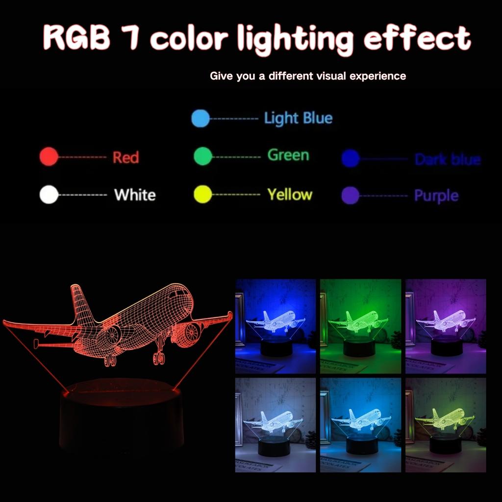 3D ночник креативного дизайна самолета в качестве особенного подарка для друзей, украшающего атмосферу комнаты как праздничный подарок