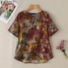 Women Casual Cotton Print O-neck Half Sleeve T-Shirts