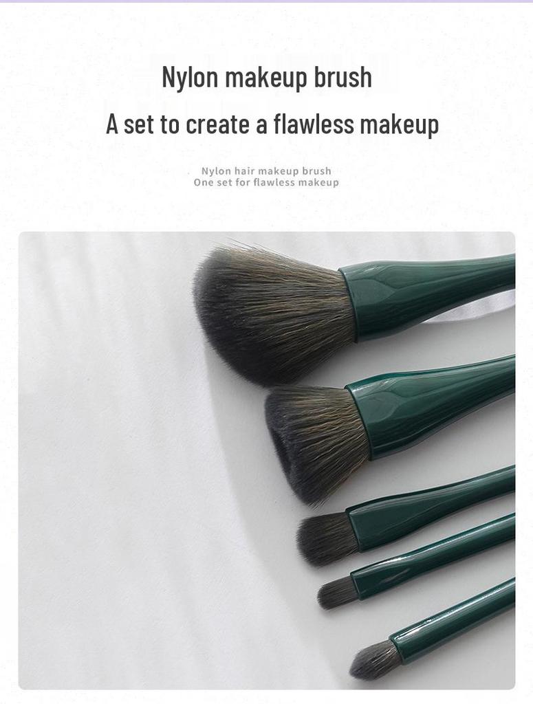 Portable 5-Piece Shell Makeup Brush Set with Mini Mirror