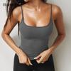 Женский вязаный топ-майка Сексуальное бесшовное нижнее белье Лингери Женские облегающие майки Жилет Мода Однотонный короткий топ