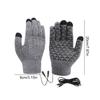Electric USB Heated Knitted Gloves Full Finger Gloves Non-Slip Touch Screen Thermal Knitting Mitts Thicken Winter Cycling Gloves
