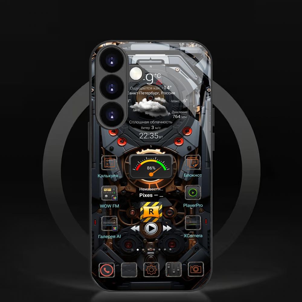 Закаленное стекло с механическим узором для телефона, подходит для Samsung Galaxy S26 S25 S24 S23 S22 S20 FE/Ultra/Plus, противоударный
