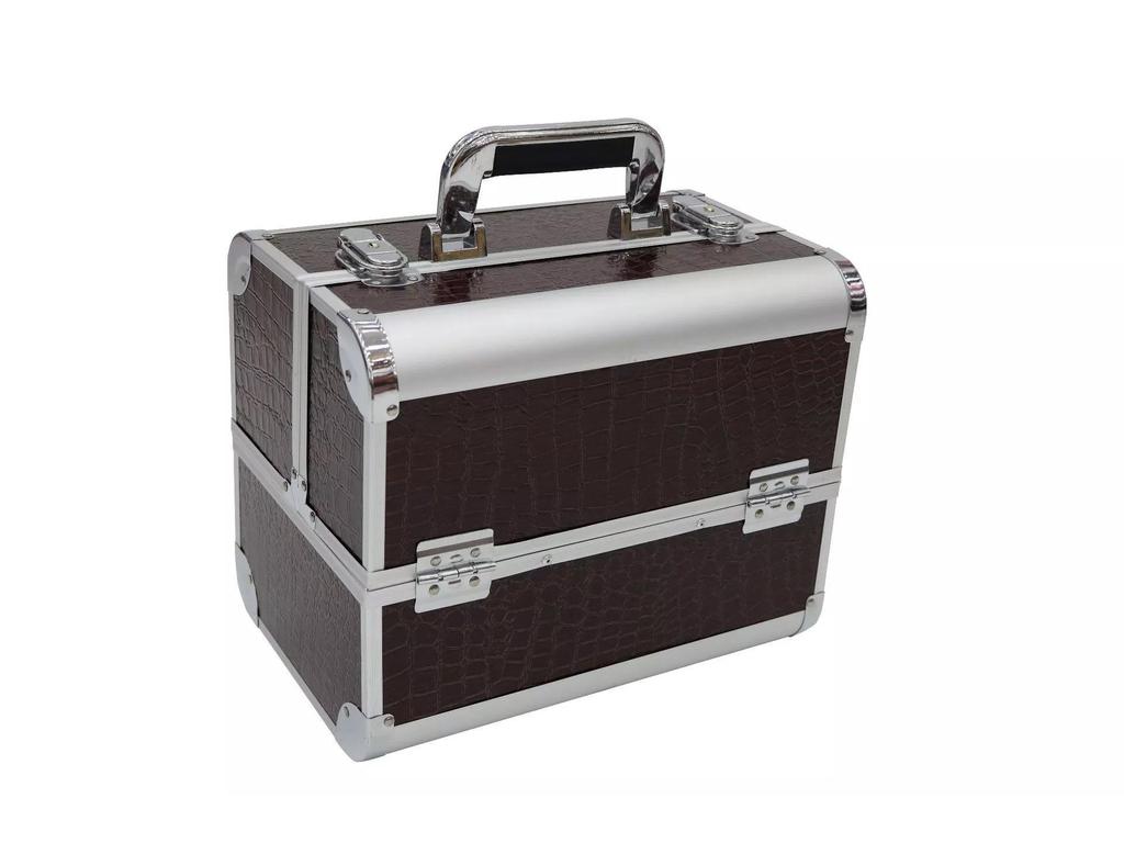 Алюминиевый ящик для косметики и инструментов для дизайна ногтей, татуировок и наращивания ресниц - двойной, открытый, студенческий ящик для хранения