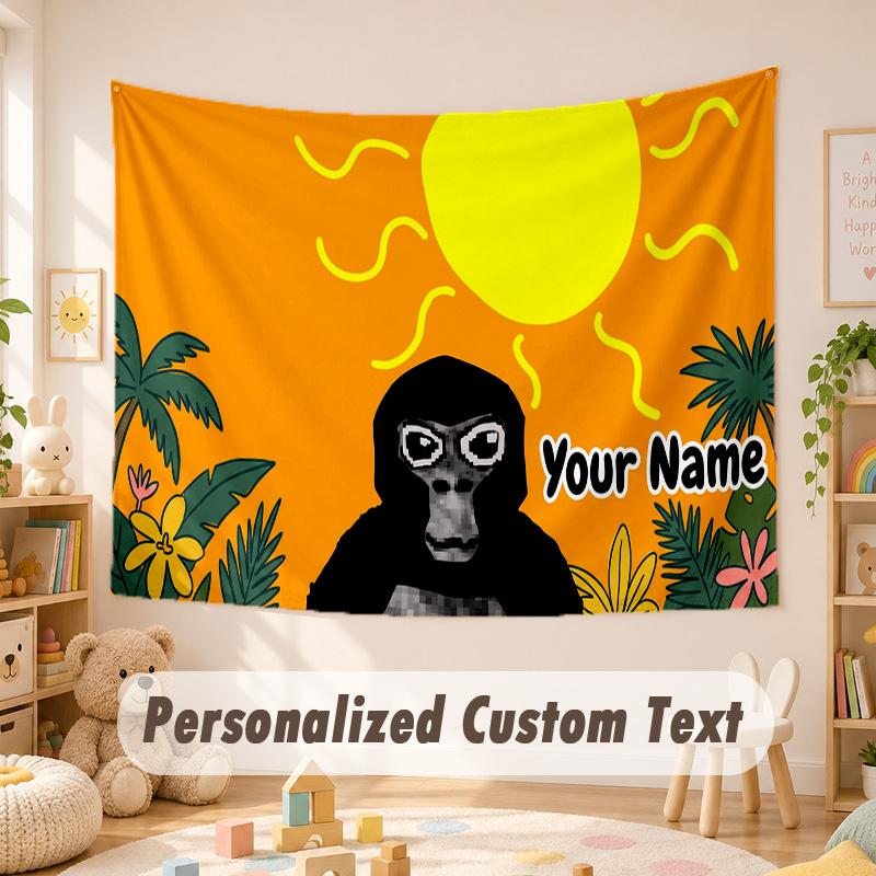 Custom Name Text Tapestry,Gorilla Tag Boho Wall Hanging, Decorative Backdrop Tapestry For Room
