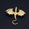 Fashion Gold Color Flying Dragon Brooch For Women Long Tailed Pterosaur Zodiac Jewelry Scarf Lapel Rhinestone Pins