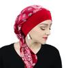 Women Satin Printed Turban Hat Stretch Wide-brimmed Nightcap Fashion Pre-tie Turban Wrap Head Cap Casual Durag Pirate Hat