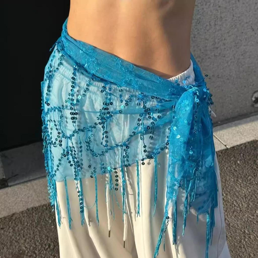 Модный hip scarf с пайетками и бахромой для джазового танца и выступлений