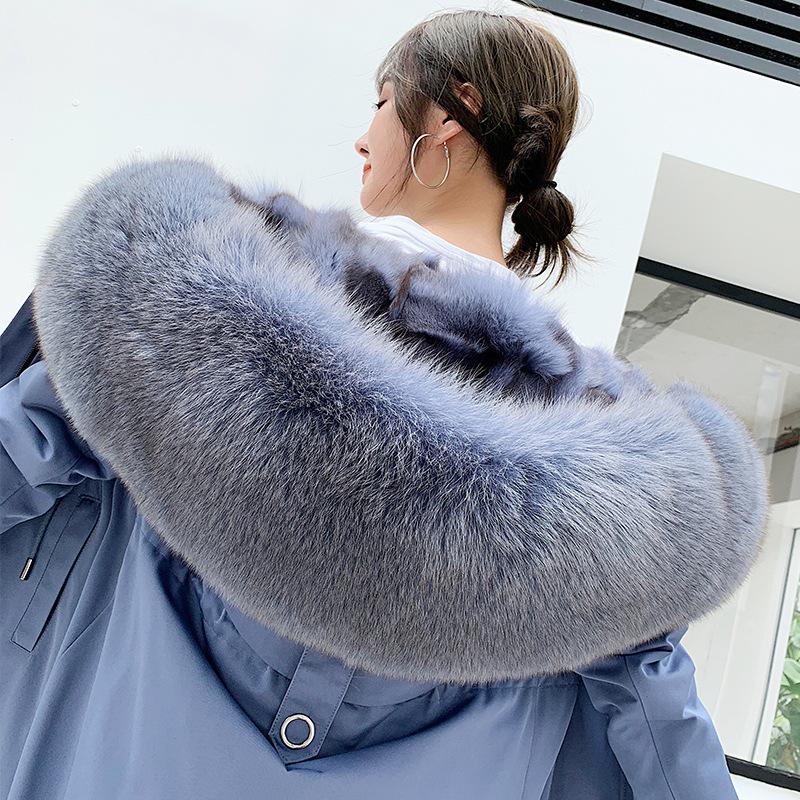 Женская зимняя подкладка из лисьего меха Pie Overcome, длинное пальто, парка Henin, съемная