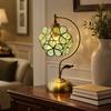 Настольная лампа с зеленым стеклянным абажуром, с проводом, для домашнего офиса