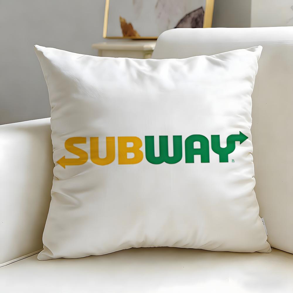 classic restaurant brand Subway Cushion Cover Soft  EasyWash Pillow Case  Versatile for Couch Bed Travel and Office