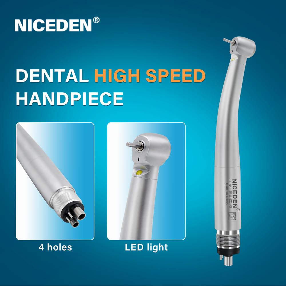 Niceden Dental E-Generator LED High Speed Handpiece Standard Head Push Button Ceramic Bearing with led Ceramic cartridge