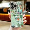 Cactus Pattern Plating Phone Case For Iphone 16 17 Pro Max Air 16E 14 15 Plus 12 13 Mini Anti-Fall Airabag Cover
