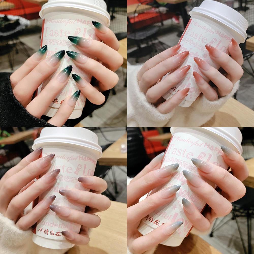 24 шт./коробка Женская мода Маникюрный инструмент Полное покрытие Носимые Накладные ногти Кончики ногтей Стилет Накладные ногти