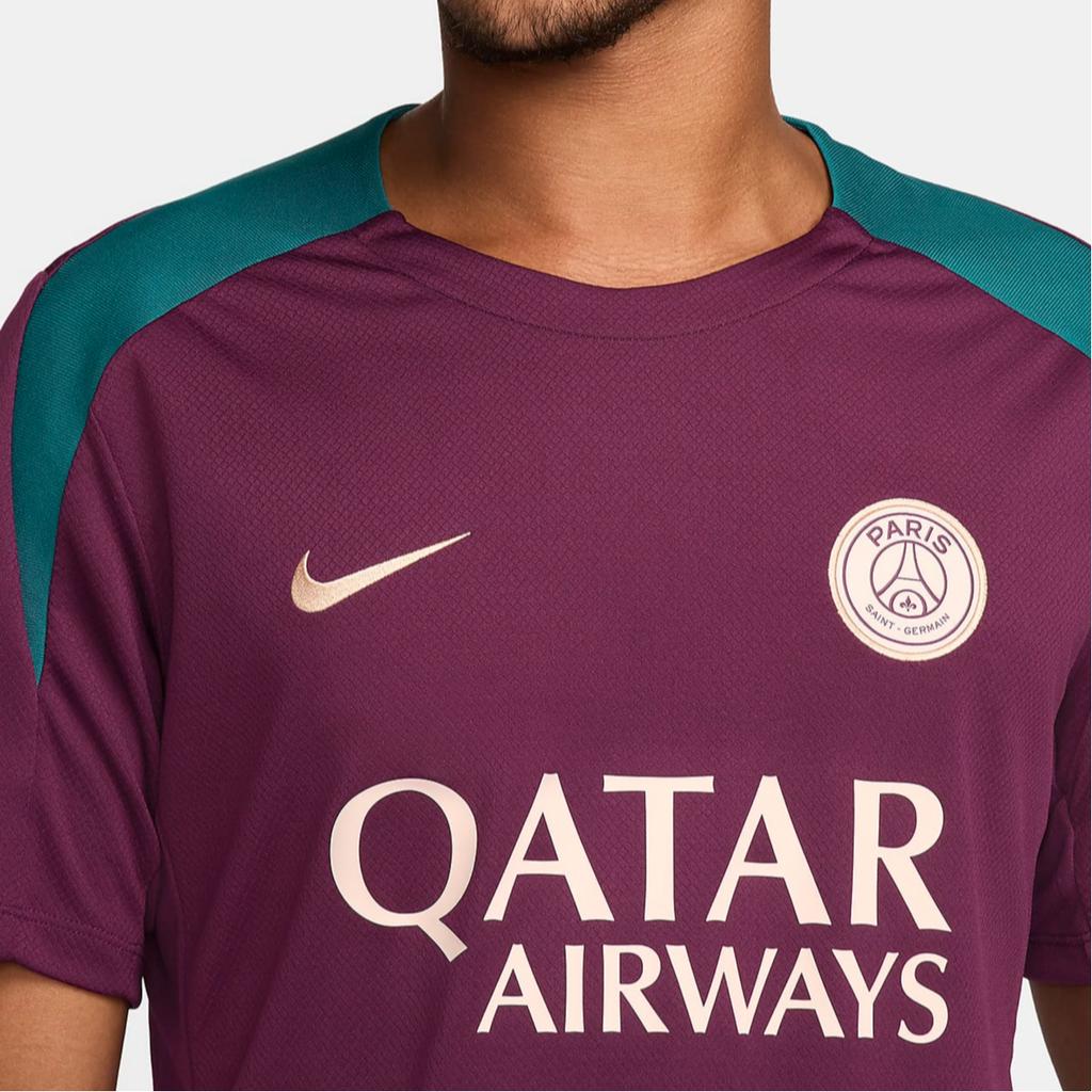 Nike Мужской топ с коротким рукавом Dri-FIT для футбола, вязаный, Color Block, вышивка логотипа, принт с буквами, Фиолетовый FN9821-613
