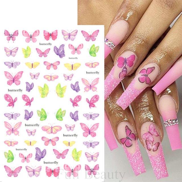 Летние цветочные и лиственные наклейки-водные слайдеры для дизайна ногтей в зеленом цвете