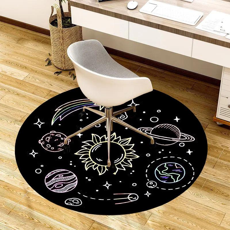 1pc Office Carpet Chair Mats Space Adventure: Planets, Stars, and Comets Perfect for Decorating Office Chairs, Living Rooms, Or Bedrooms