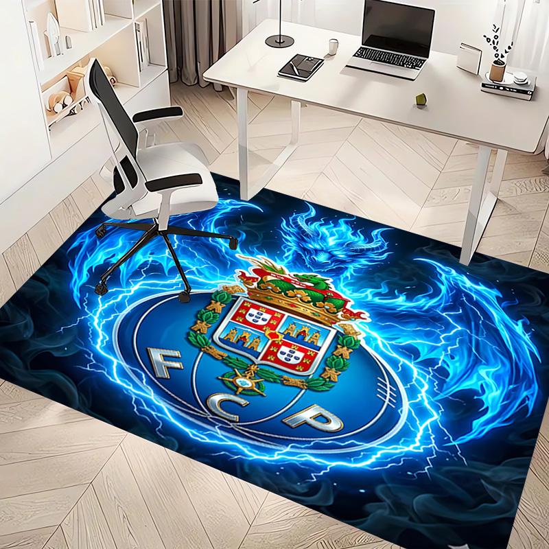 1pc FC Porto LOGO Print Area Rug - Soft, Washable Non-Slip Indoor Mat, Living Room, Home Office Decorative Rug,Office Decorative