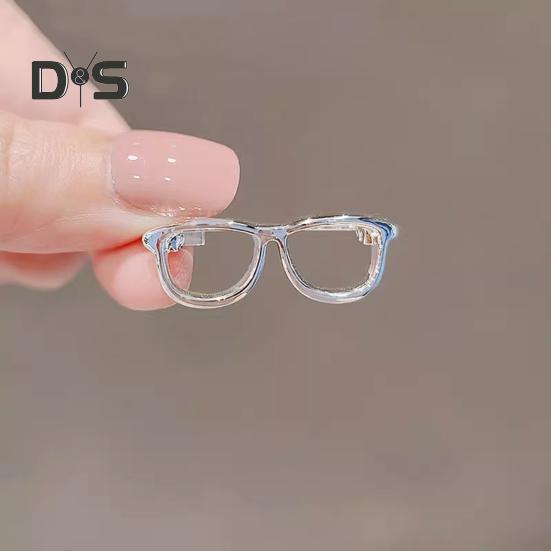 Women Brooch Glasses Shape Decor Stainless Exquisite Anti-slip Wear-resistant Coat Collar Hat Scarf Decoration Clothes Pin Garment Jewelry