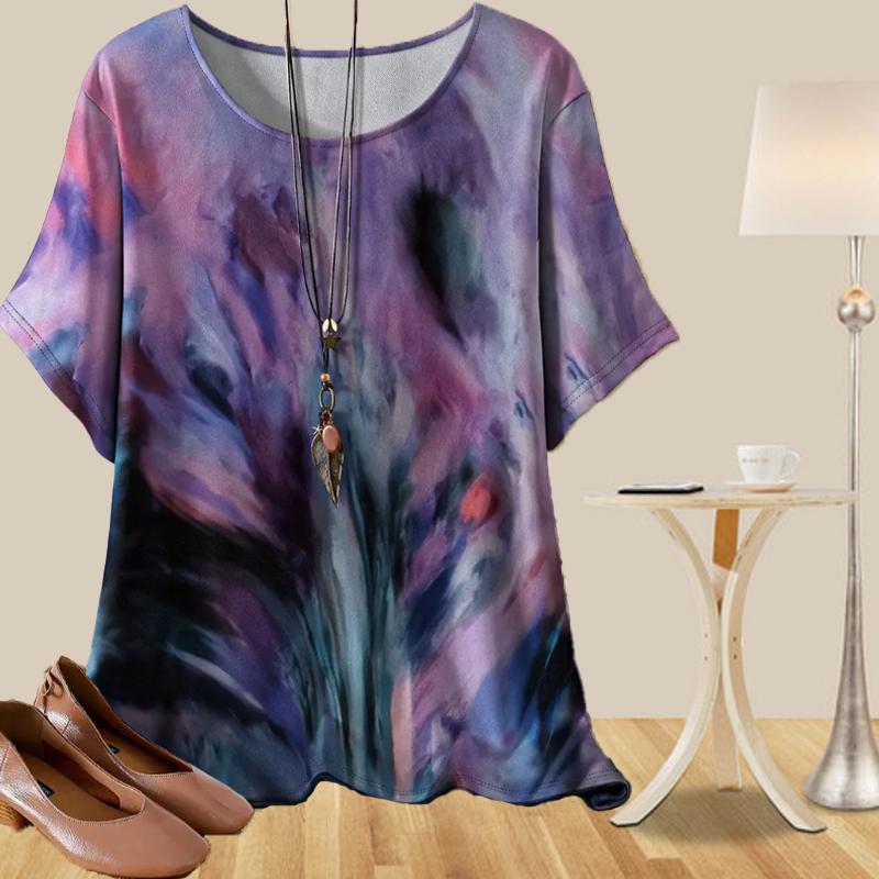 Женская мода повседневная свободная весенняя рубашка женские топы с коротким рукавом с принтом граффити и золотой бабочки