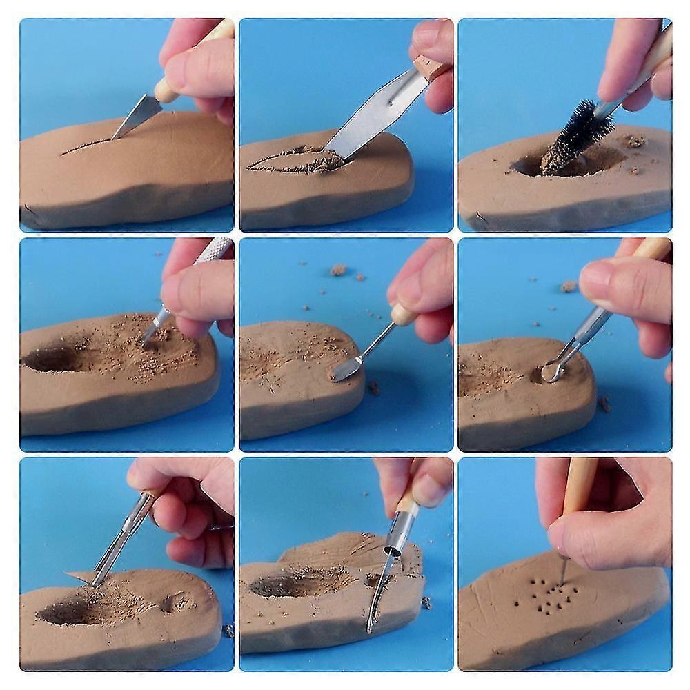 22pcs Clay Sculpting Tools Kit Clay Modelling Tools Wooden Polymer Clay Tools Rubber Pottery Tools