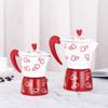 Octagonal Aluminum Mocha Pot Heart Pattern Coffee Maker Pot Household Espresso Coffee Kettle  Gift