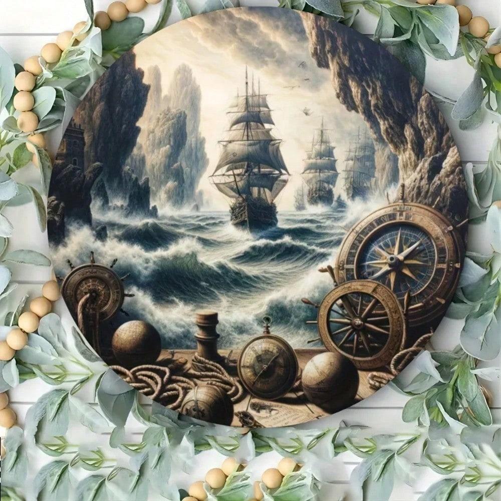 Винтажное морское металлическое настенное искусство HD-печать Водонепроницаемое Прочное Железное Рустикальный домашний декор