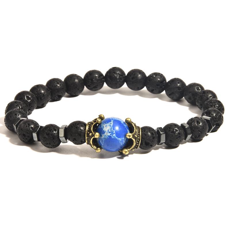 Мужской матовый браслет-корона из камня «Тигровый глаз» – Модные европейские и американские бусины