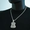Backpack style hip hop pendant necklace money bag pendant with 5mm twist chain necklace