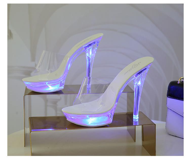 HOKSVZY 190 Series, туфли на каблуке 14,5 см, платформе 4,5 см со светодиодной подсветкой, обувь для выступлений в ночном клубе, лето 2020, пикантные туфли на прозрачном каблуке с кристаллами LFD