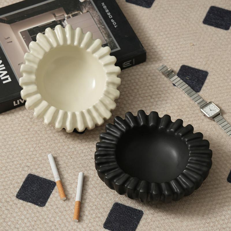 Ceramic Ashtray Geometric Asymmetrical Check Pattern Cigar Ashtray Smoking Accessories Desktop Storage Container Ashtrays