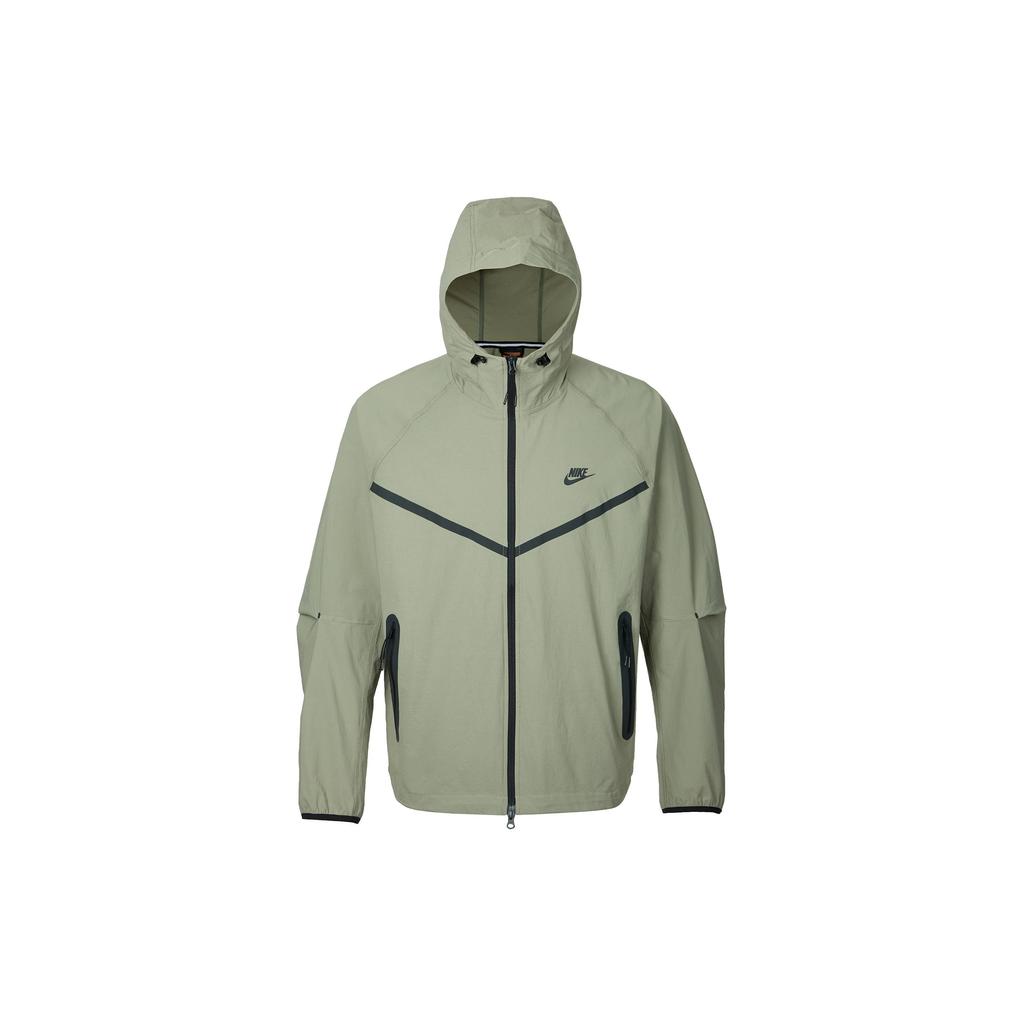 Nike Мужская модная куртка с капюшоном на молнии Windrunner Tech Woven, цвет светло-армейский-зеленый HM7152-320