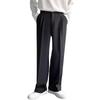 Men Suit Pants Wide Leg Loose Straight-Leg Formal Business Style Side Pockets Button Zipper Closure Solid Color Work Office Trou
