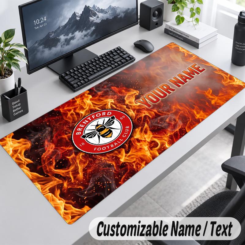 Custom Name Text Mouse Pad Brentford Football Personalized Desk Pad For Work And Gaming
