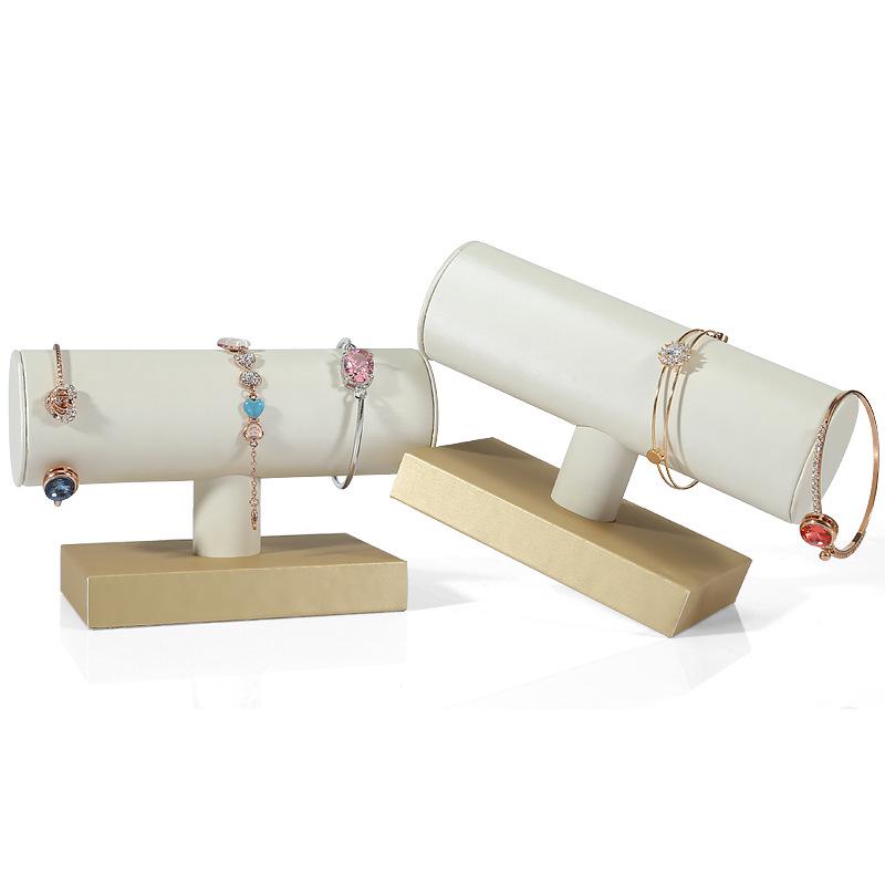 Бежевая подставка для демонстрации ювелирных изделий из жадеита из ПУ кожи для колец и подвесок