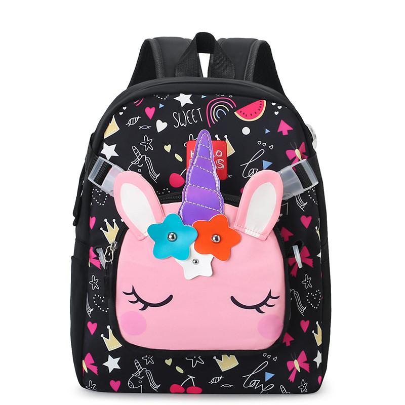 Charming Unicorn Print Kids Backpack Ideal For School Spacious Design With Breathable Material