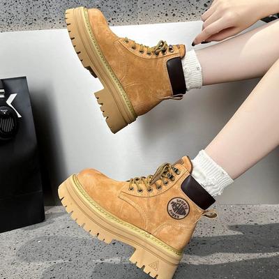 Ботинки Мартина женские новые весенне-осенние с внутренней платформой, большие желтые ботинки для активного отдыха, альпинистские ботинки, маленькие короткие ботинки