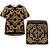 Baroque Style Girls Boys Luxury Clothing Suit Summer Suit Kids Casual T Shirt + Shorts Sets Outfits Pyjamas 1-14Y