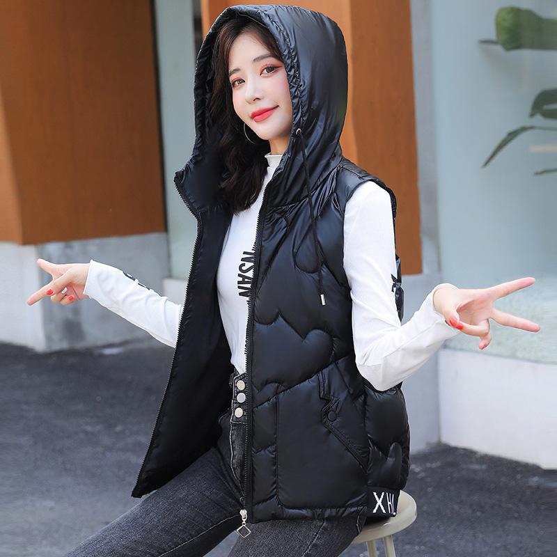Осенний пуховый хлопковый жилет для женщин, осенне-зимнее пальто без рукавов с капюшоном, куртка, пальто, стеганый утепленный теплый толстый пуховик