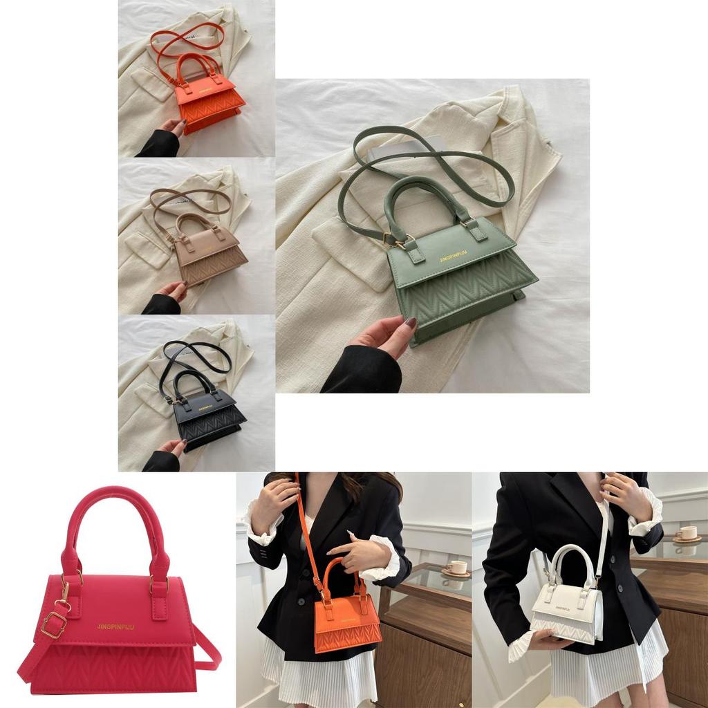 Stylish 2024 Spring Korean Vintage Casual Handbag In Black Khaki Orange Green And Pink Colors