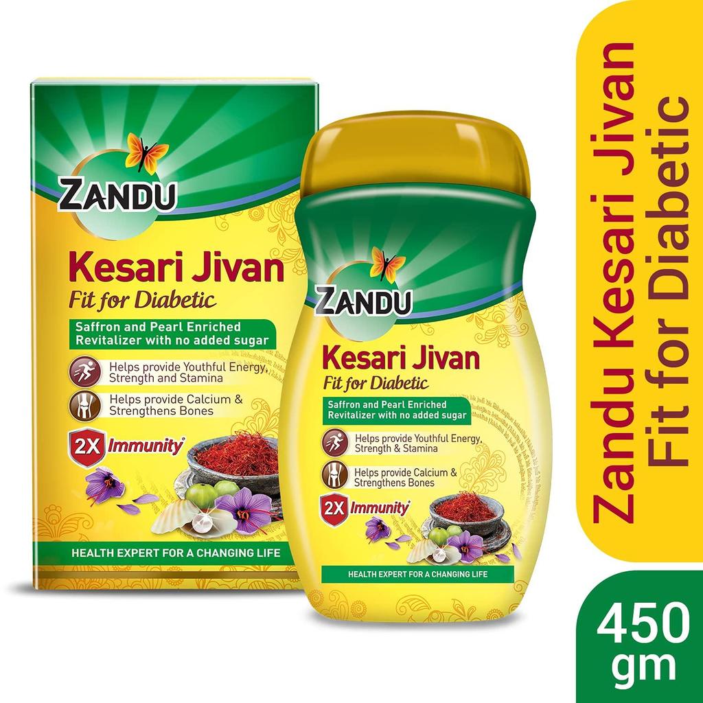 ZANDU KESARI JIVAN Fit for Diabetic, Ayurvedic Immunity Booster for Strength & Stamina, Strengthens Bones, Sugarfree, Green