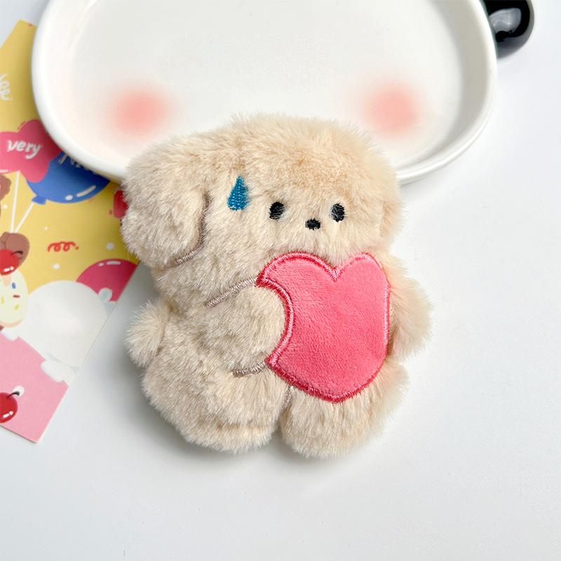 Мультяшный держащий в руках сердечко любви потеющий щенок плюшевая пищащая кукла игрушка брелок милый кулон на сумку автомобильный брелок аксессуары для женщин подарок