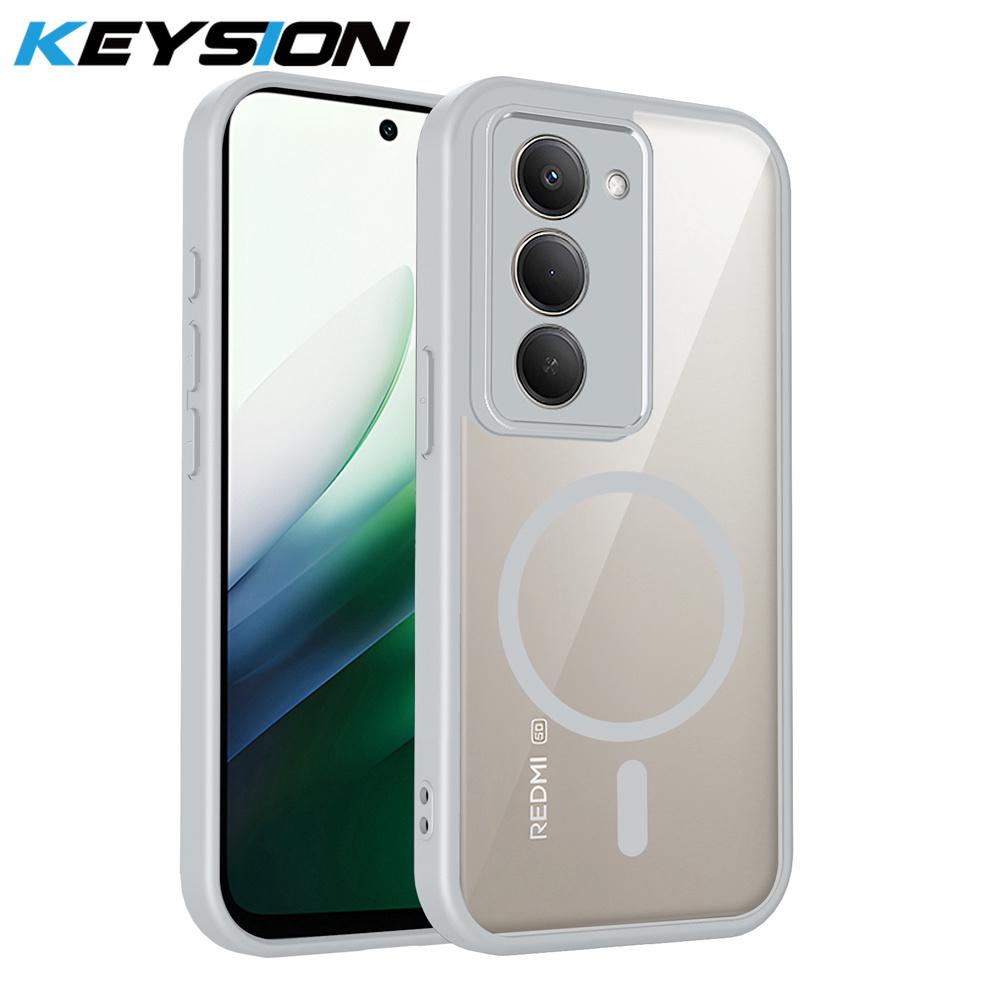 KEYSION Transparent Magnetic Phone Case for Xiaomi POCO M8s 5G Soft Silicone+PC HD Clear Shockproof Back Cover for POCO M8S 5G