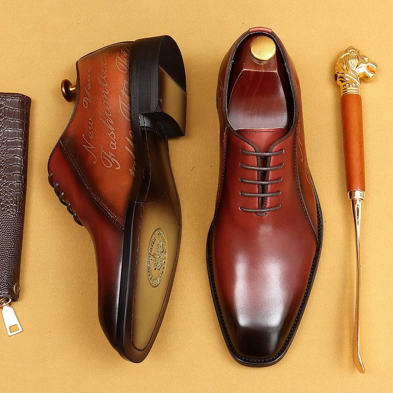 Деловые туфли-оксфорды, британские цветные туфли с острым носком, мужские туфли, на шнуровке, кожаные туфли ручной работы