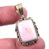 Natural Pink Opal Gemstone 925 Solid Sterling Silver Two Tone Pendant 1.50" R1j00