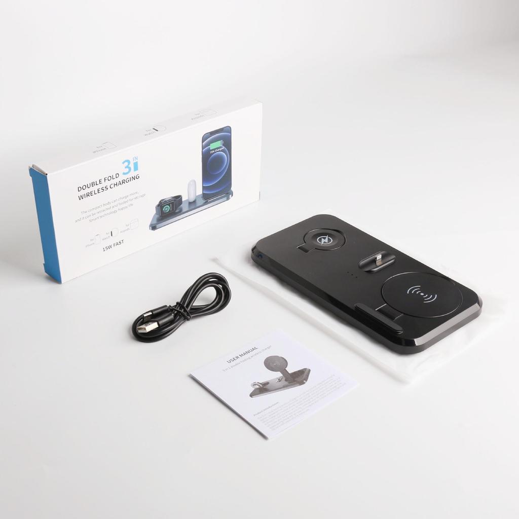 15W 3-in-1 Double Fold Multi-Functional Wireless Charger