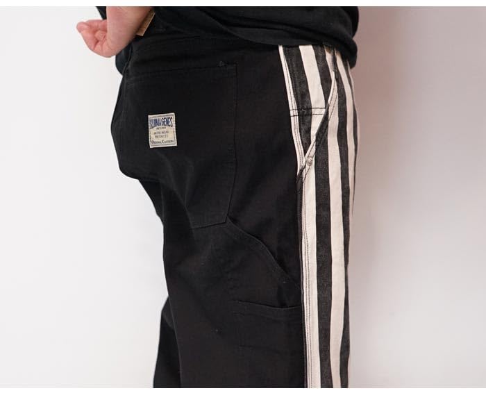 Джинсы Kojima Genes Painter Pants 13 унций Комбо с большой полоской Деним Сделано в Японии Однотонные Мужские RNB-1386-Off Black-32
