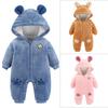 Милый детский комбинезон с медведем на осень-зиму, сохраняющий тепло с капюшоном для младенцев, комбинезон для девочек, одежда для мальчиков