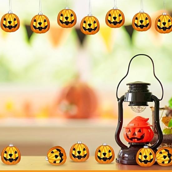12Pcs Pumpkin Pendants Halloween Tree Decorations Waterproof Easy To Install Outdoor Indoor Reusable Hanging Ornaments